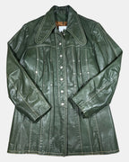 Vintage Green Leather Studded Jacket | Estimated Size 8-10 - Zip Vintage