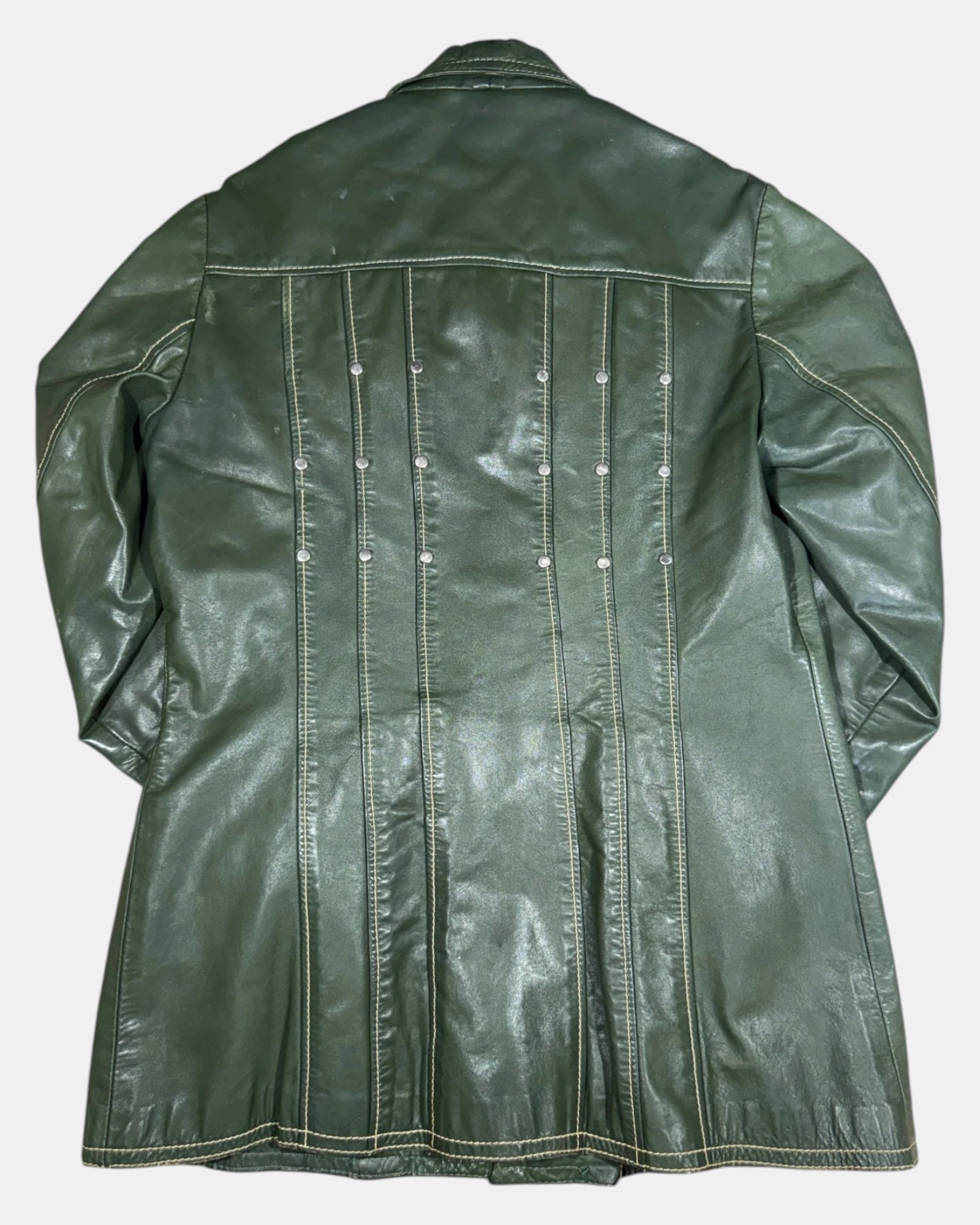 Vintage Green Leather Studded Jacket | Estimated Size 8-10