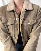 Light Brown Corduroy Jacket with Sheepskin Collar