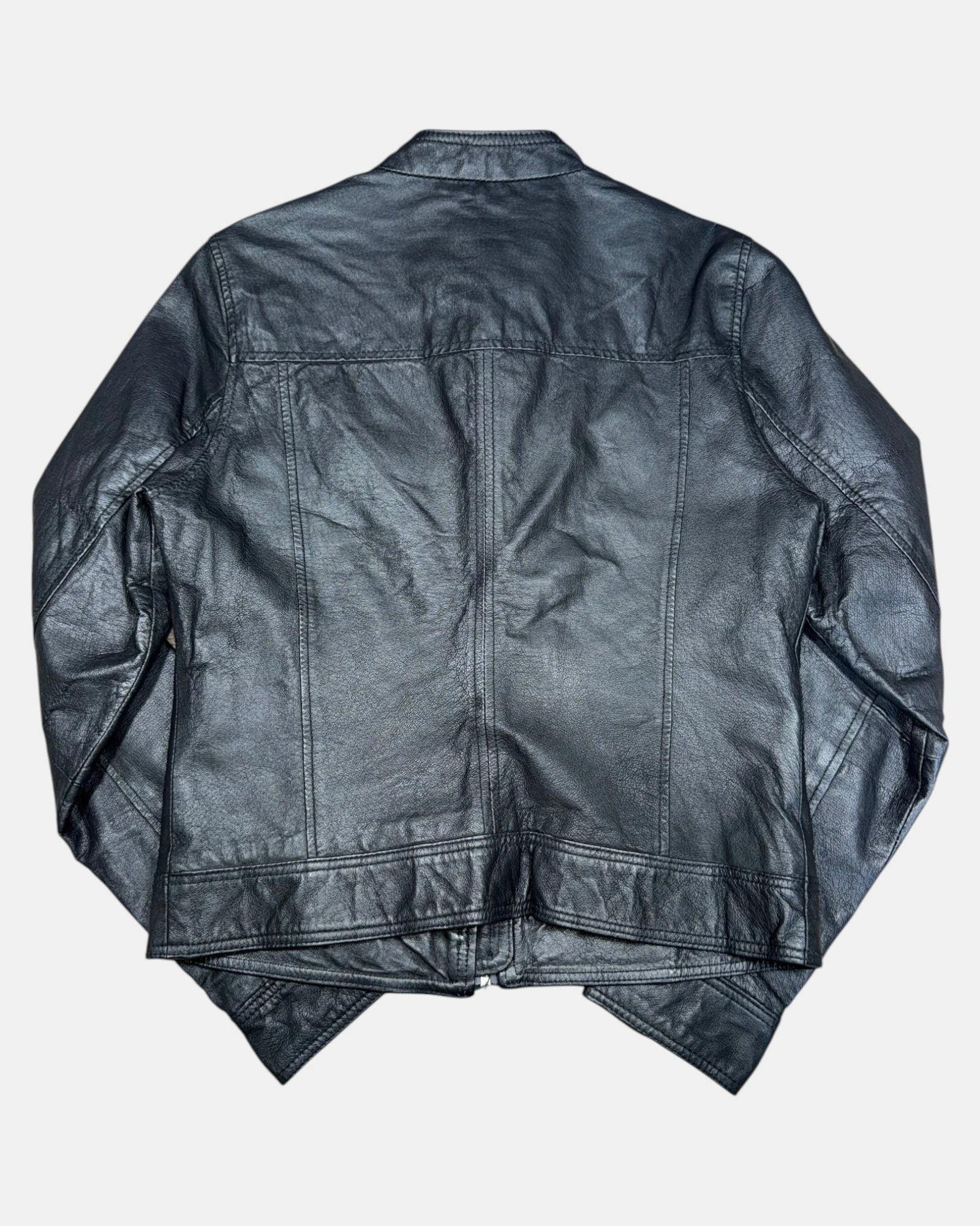 Black Leather Motorcycle Jacket | Size 10