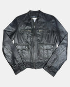 Black Leather Motorcycle Jacket | Size 10
