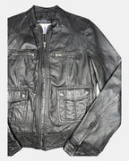 Black Leather Motorcycle Jacket | Size 10