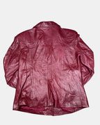 Vintage Red Leather Button-Up Jacket | Est. Size 8-10
