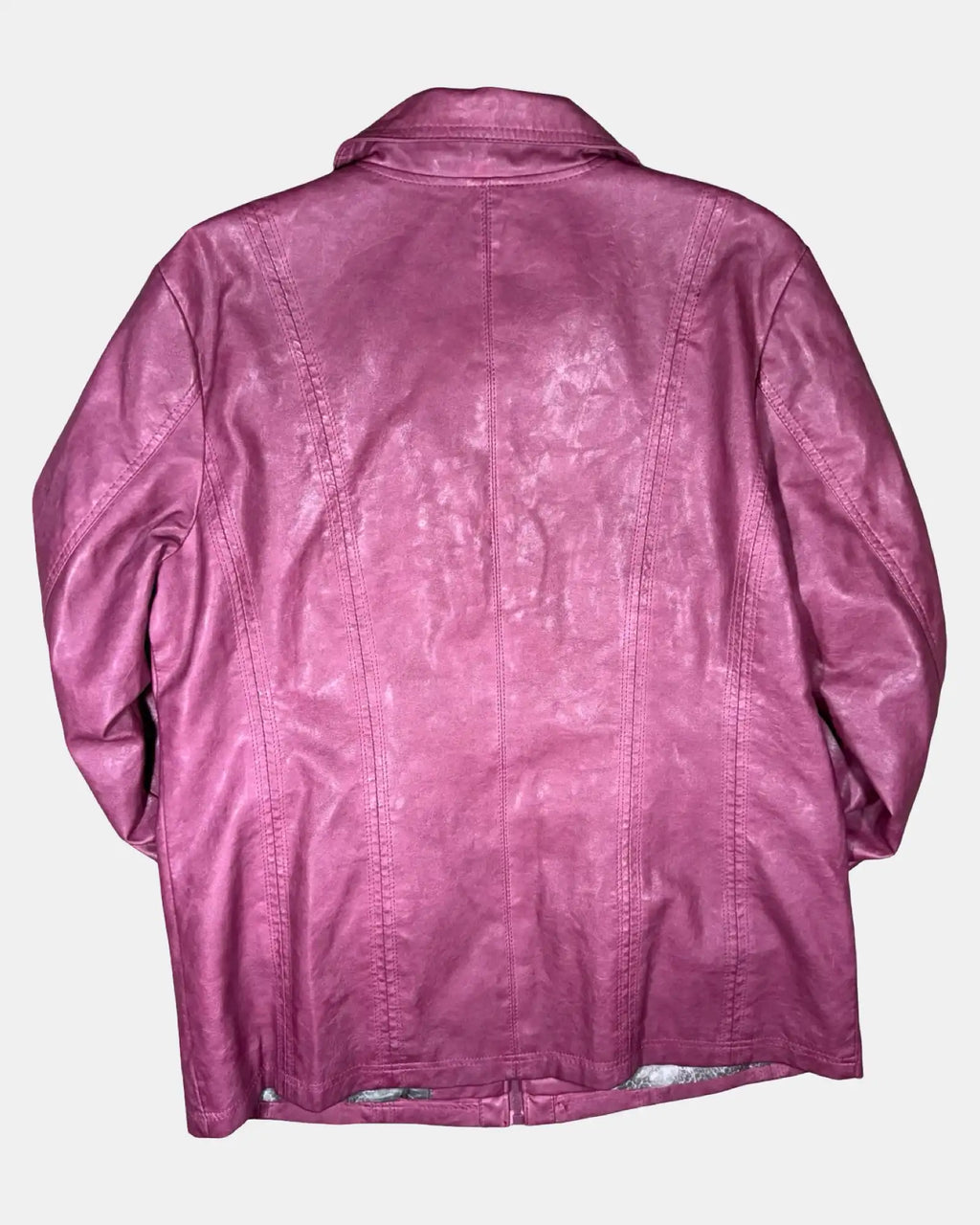 Pink Faux Leather Motorcycle Jacket