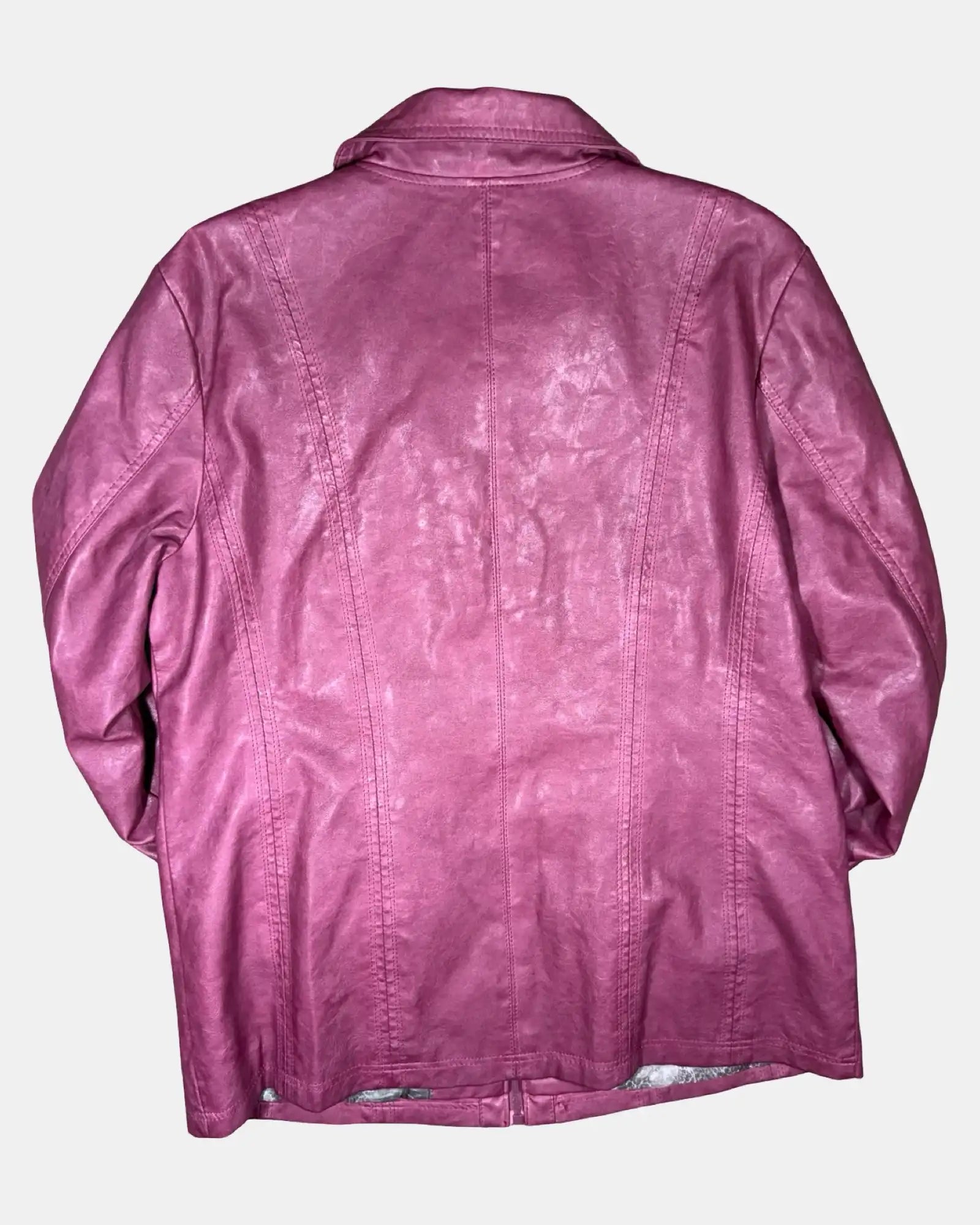 Pink Faux Leather Motorcycle Jacket