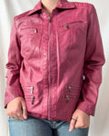 Pink Faux Leather Motorcycle Jacket