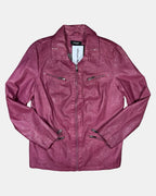 Pink Faux Leather Motorcycle Jacket