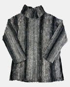 Faux Fur Thin Multi Tone Coat | Est. Size M-L - Zip Vintage