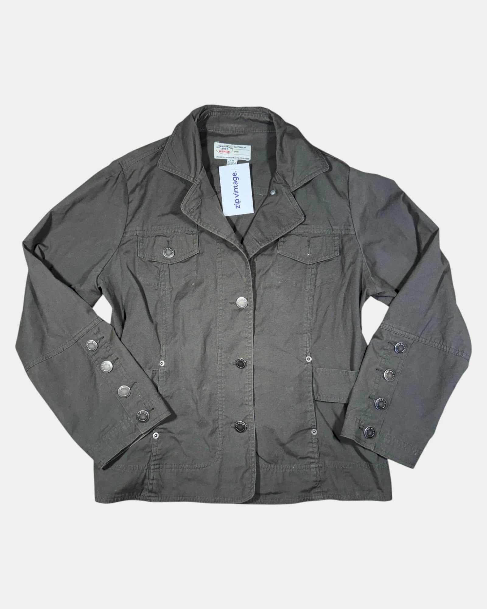 Khaki Button-Up Jacket | Size XXL - Zip Vintage