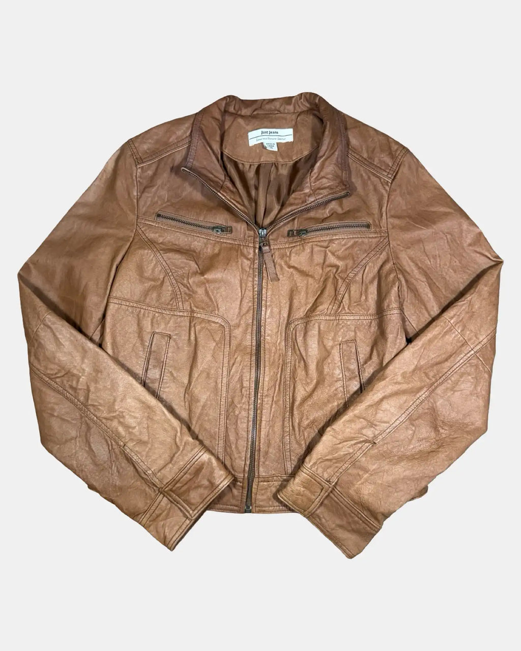 Vintage Brown Leather Motorcycle Jacket