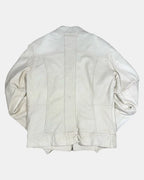 White Leather Vintage Motorcycle Jacket