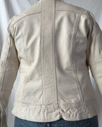 White Leather Vintage Motorcycle Jacket