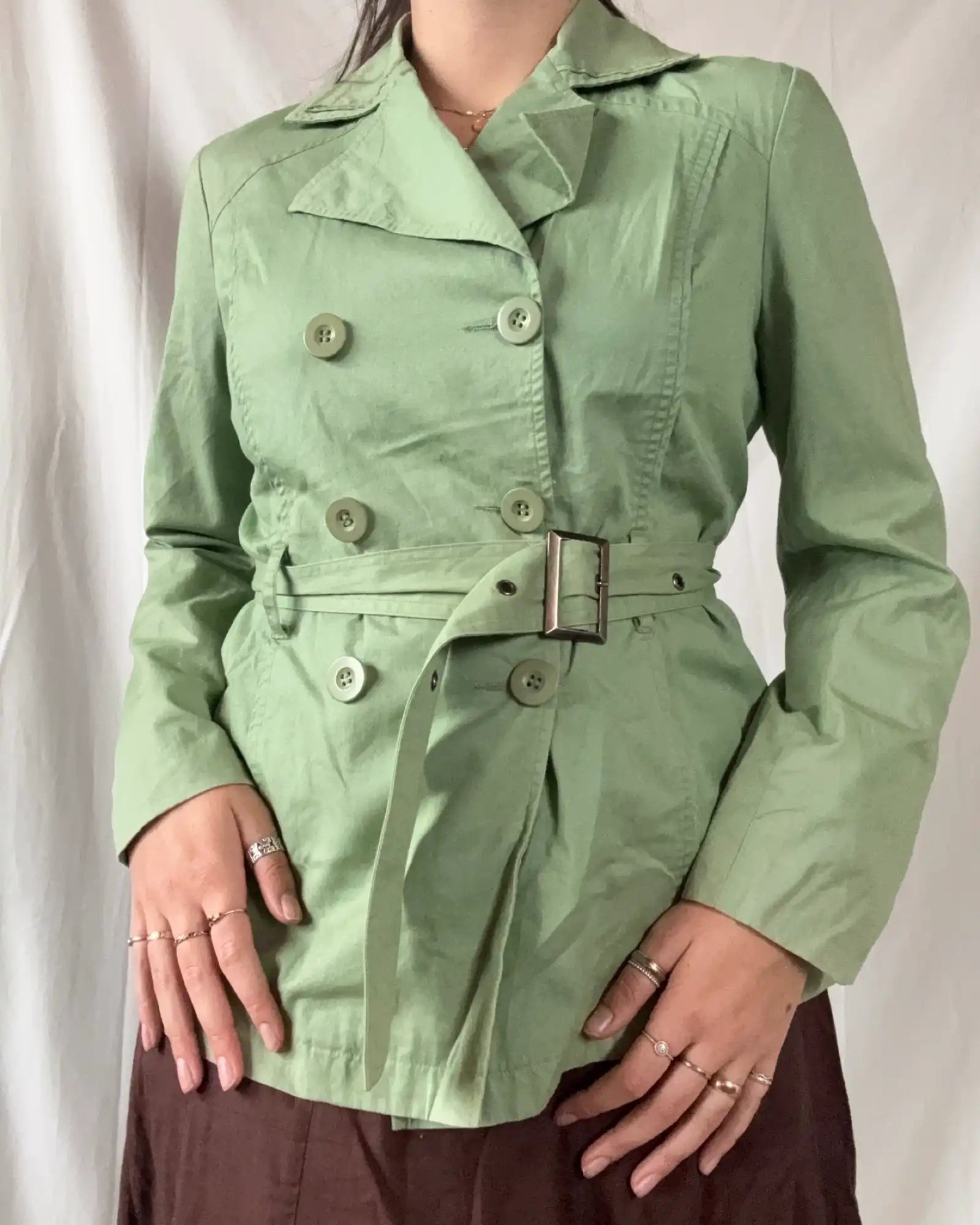 Green Lightweight Trench Coat