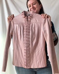 Blush Pink Leather Moto Jacket