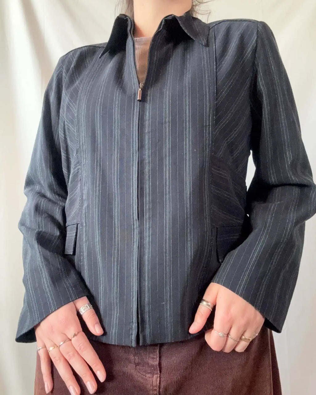 Black Striped Boxy Jacket