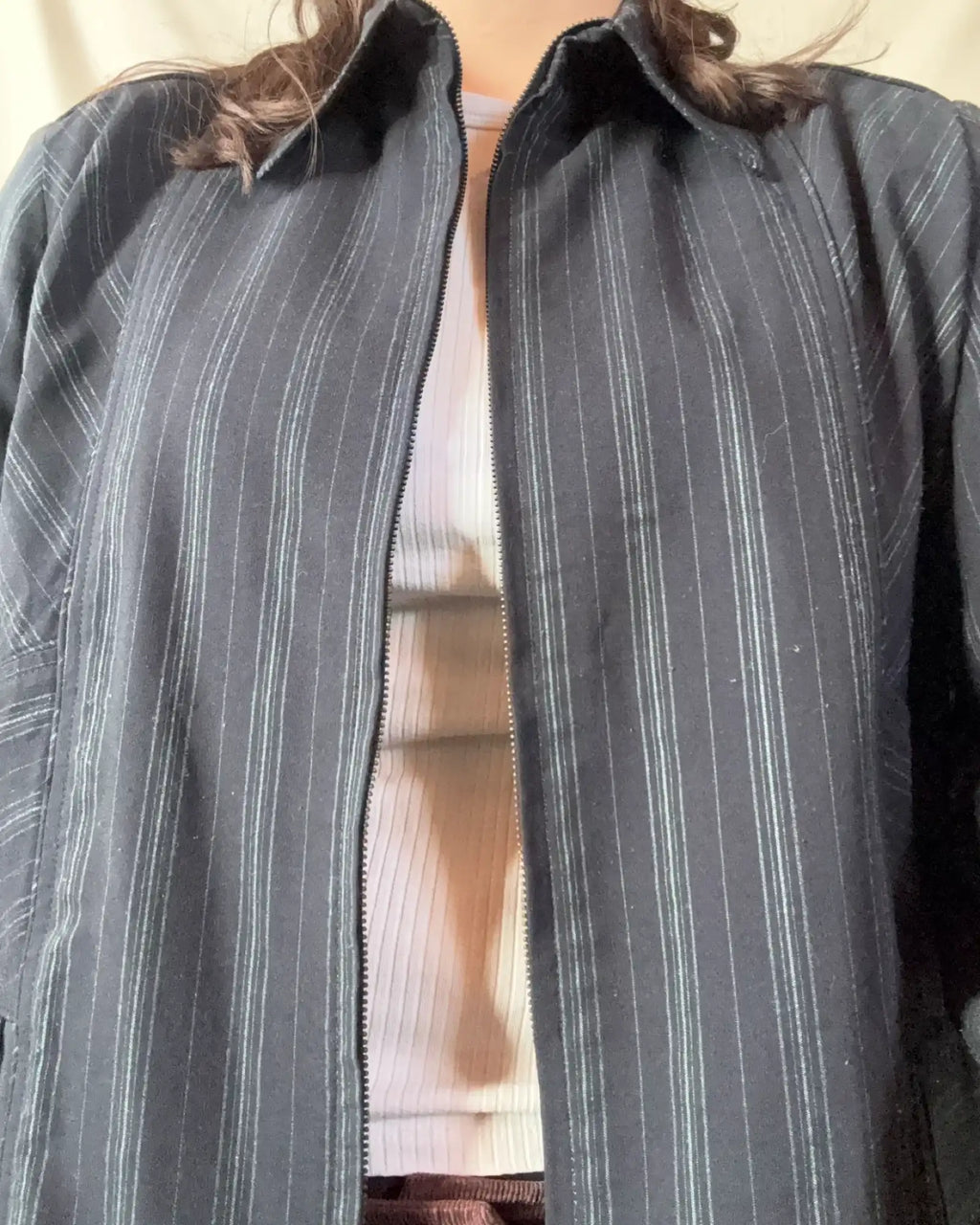 Black Striped Boxy Jacket