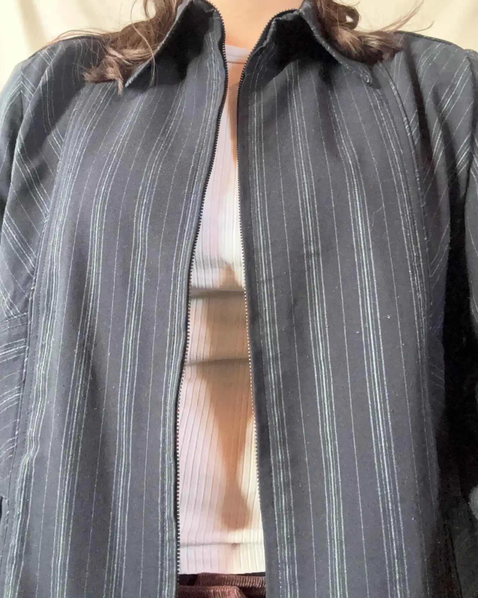 Black Striped Boxy Jacket