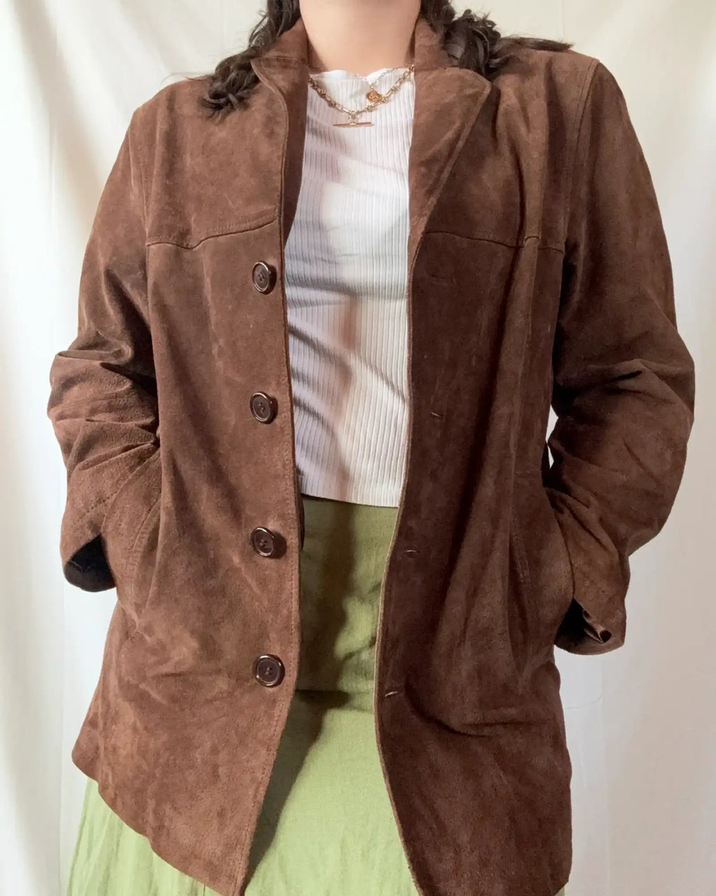 Brown Suede Fitted Leather Jacket