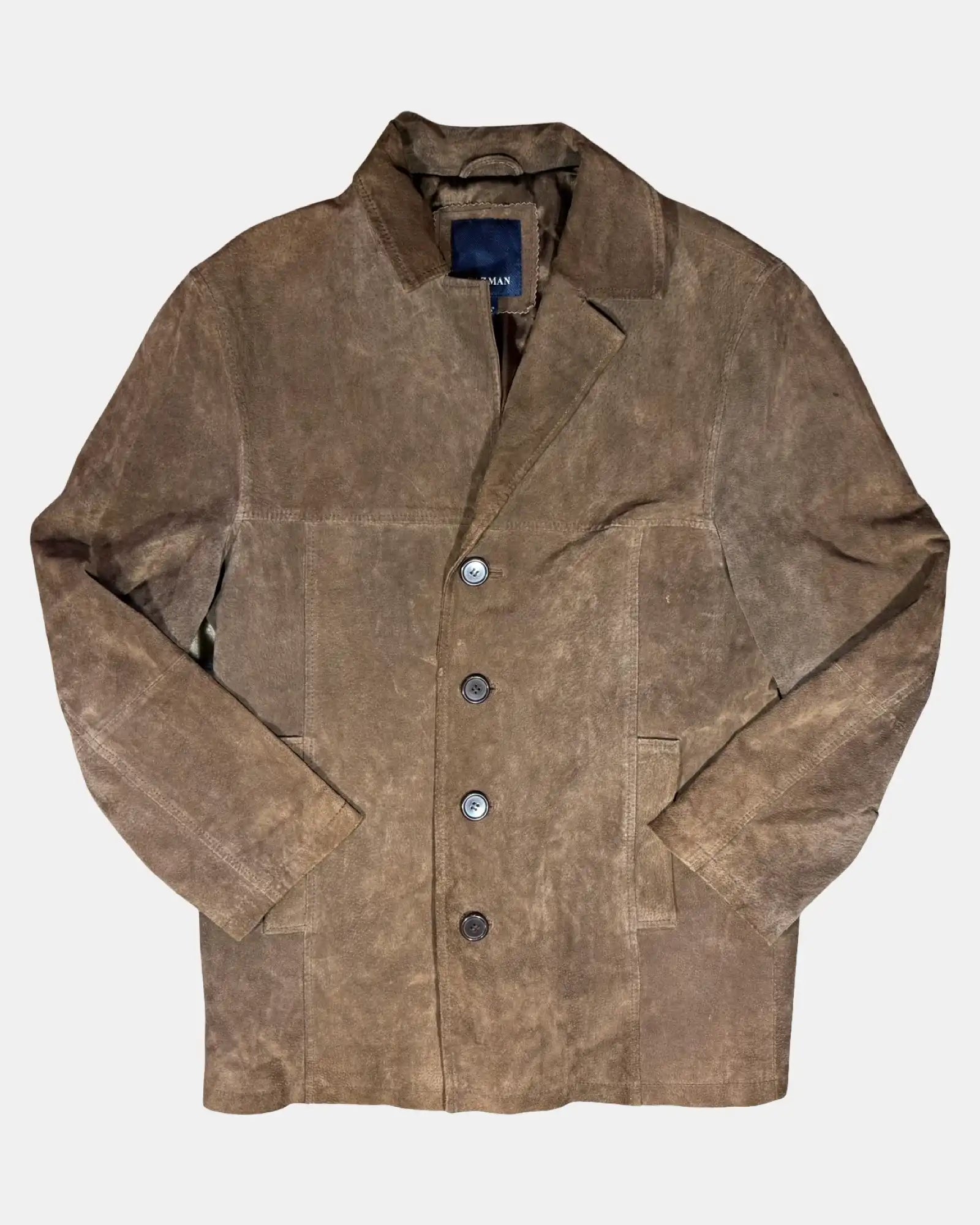 Brown Suede Fitted Leather Jacket