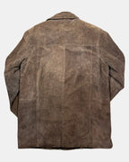 Brown Suede Fitted Leather Jacket