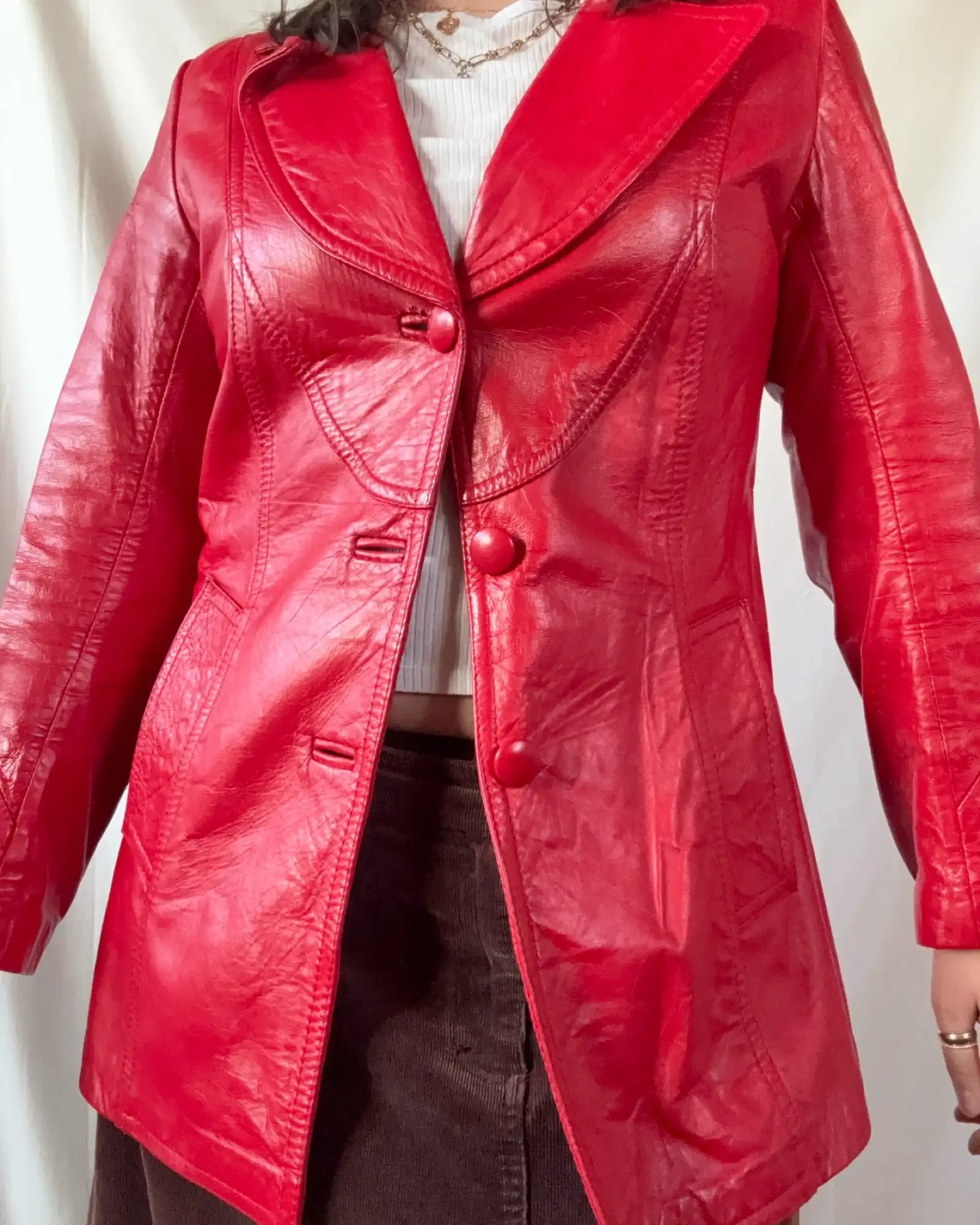 Vintage 1970s Red Leather Jacket