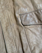 Brown Leather Bomber Jacket