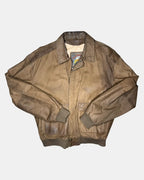 Brown Leather Bomber Jacket