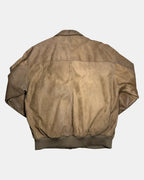Brown Leather Bomber Jacket