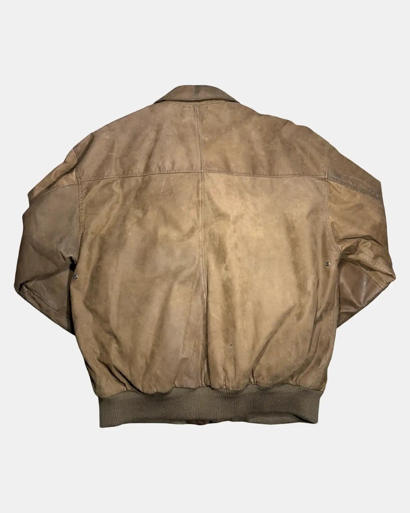 Brown Leather Bomber Jacket