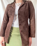 Brown Suede Fitted Leather Jacket