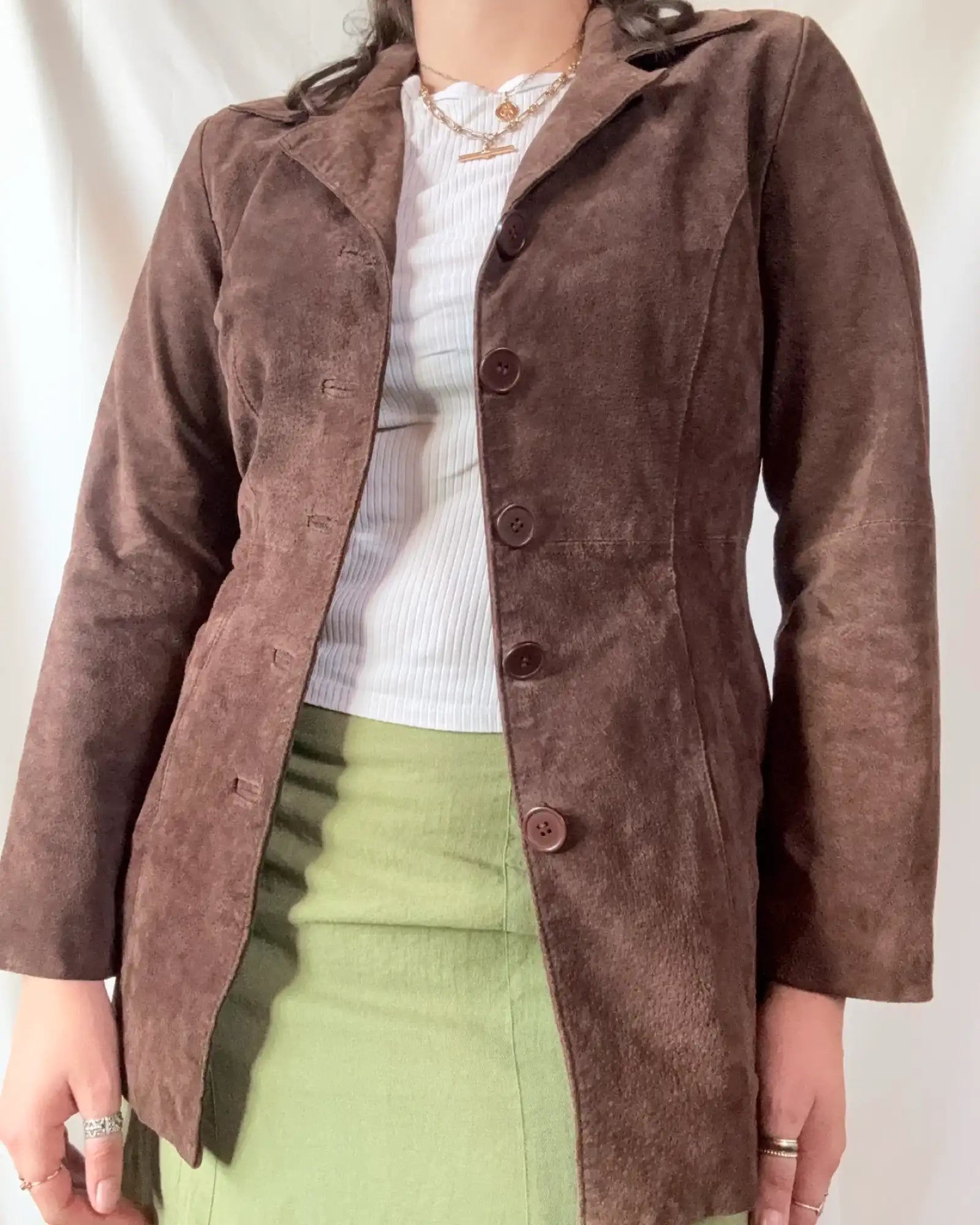 Brown Suede Fitted Leather Jacket