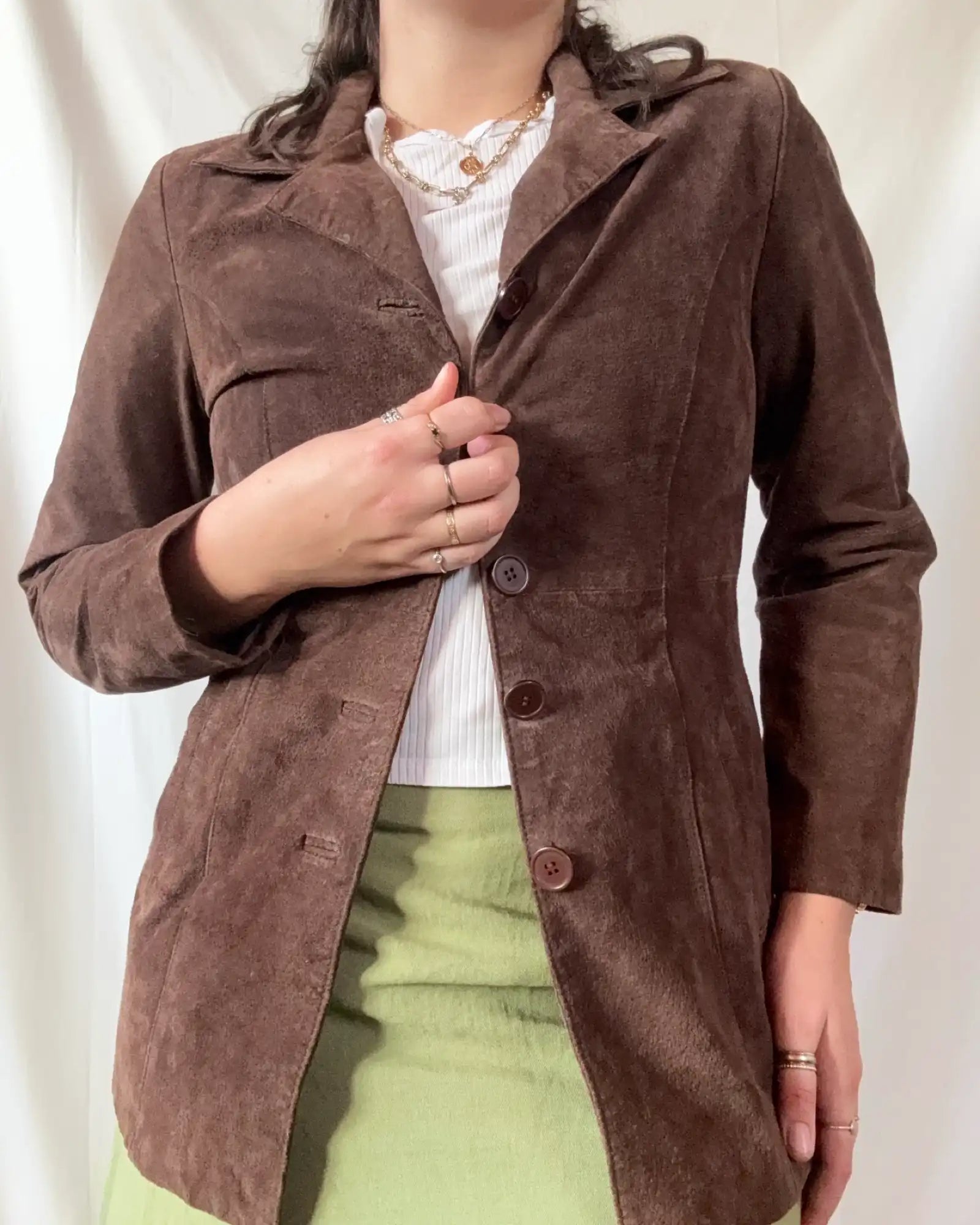 Brown Suede Fitted Leather Jacket