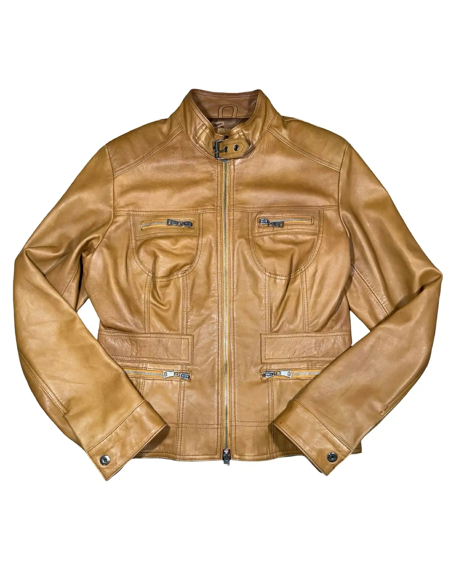 Tan Leather Motorcycle Jacket