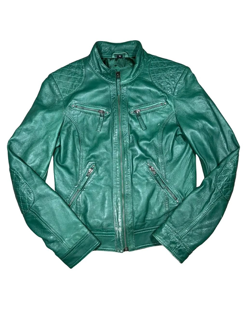 Green Leather Motorcycle Jacket