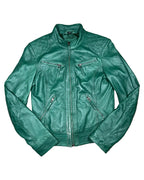 Green Leather Motorcycle Jacket