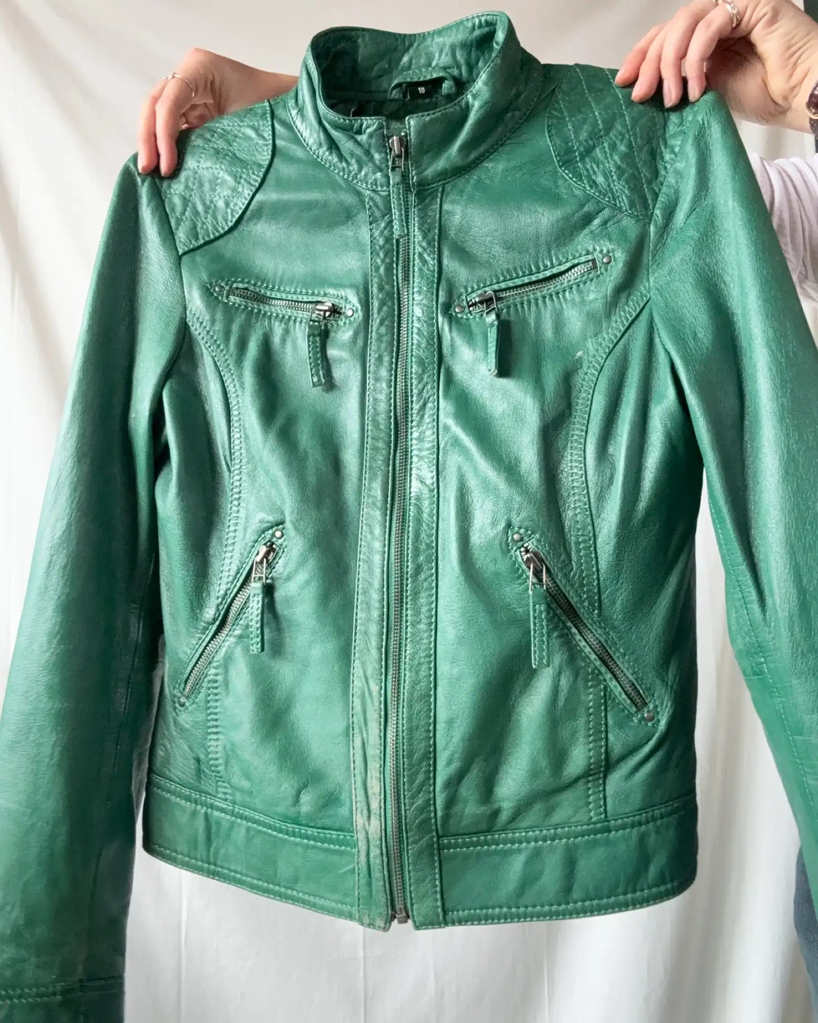 Green Leather Motorcycle Jacket