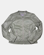 Light Green Faux Leather Motorcycle Jacket
