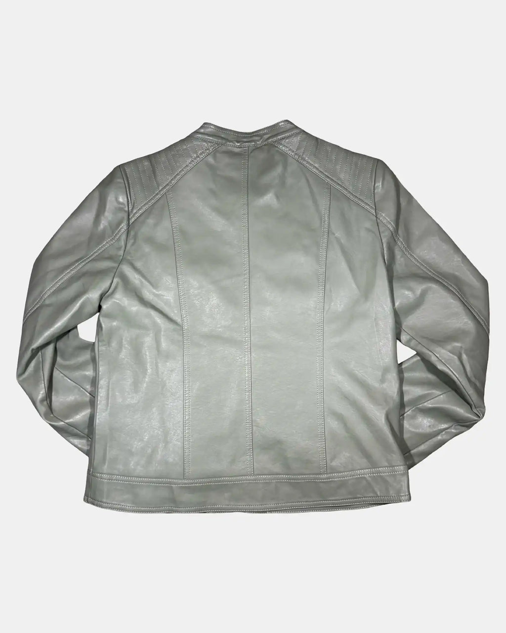 Light Green Faux Leather Motorcycle Jacket