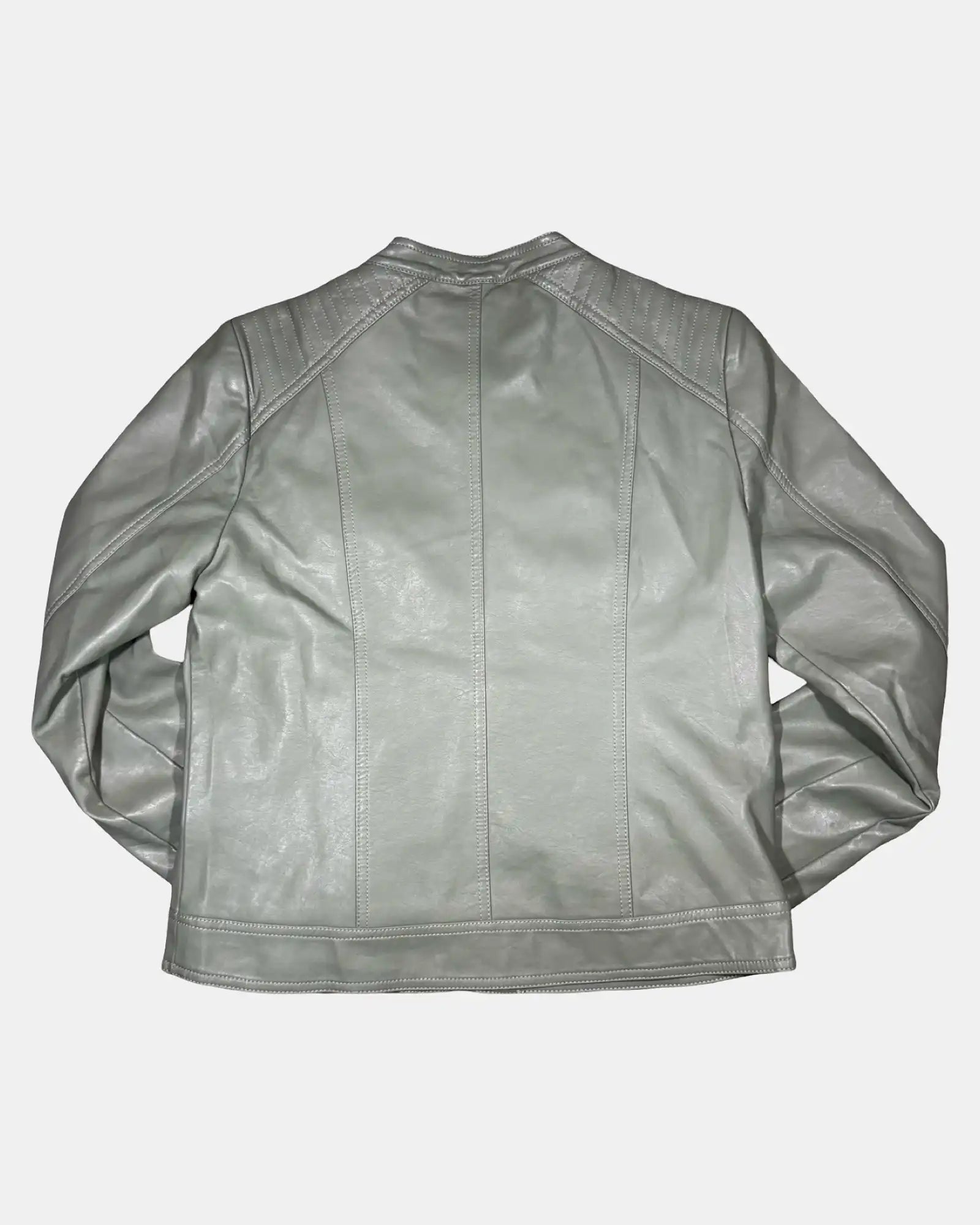 Light Green Faux Leather Motorcycle Jacket