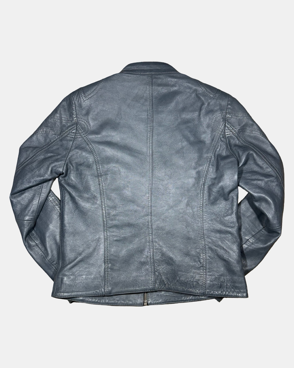 Blue Leather Motorcycle Jacket