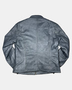 Blue Leather Motorcycle Jacket