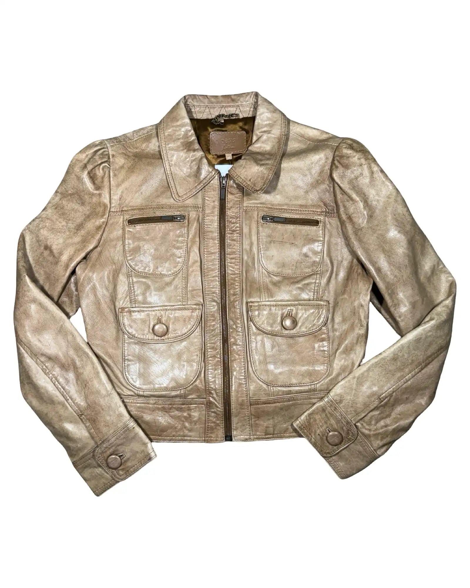 Light Brown Leather Motorcycle Jacket