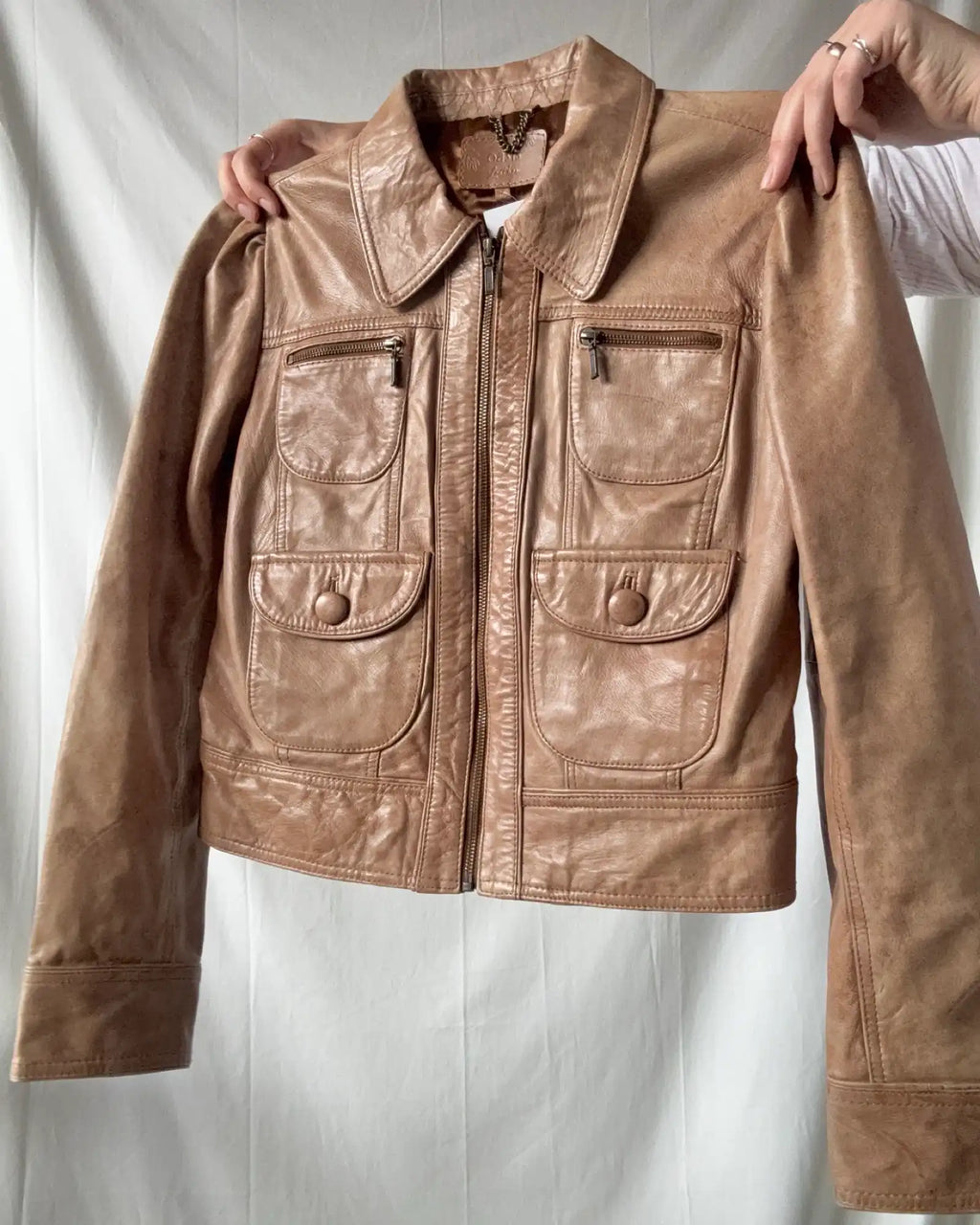 Light Brown Leather Motorcycle Jacket