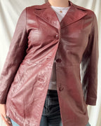 Red Leather Jacket with Tie Belt