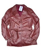 Red Leather Jacket with Tie Belt