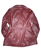 Red Leather Jacket with Tie Belt