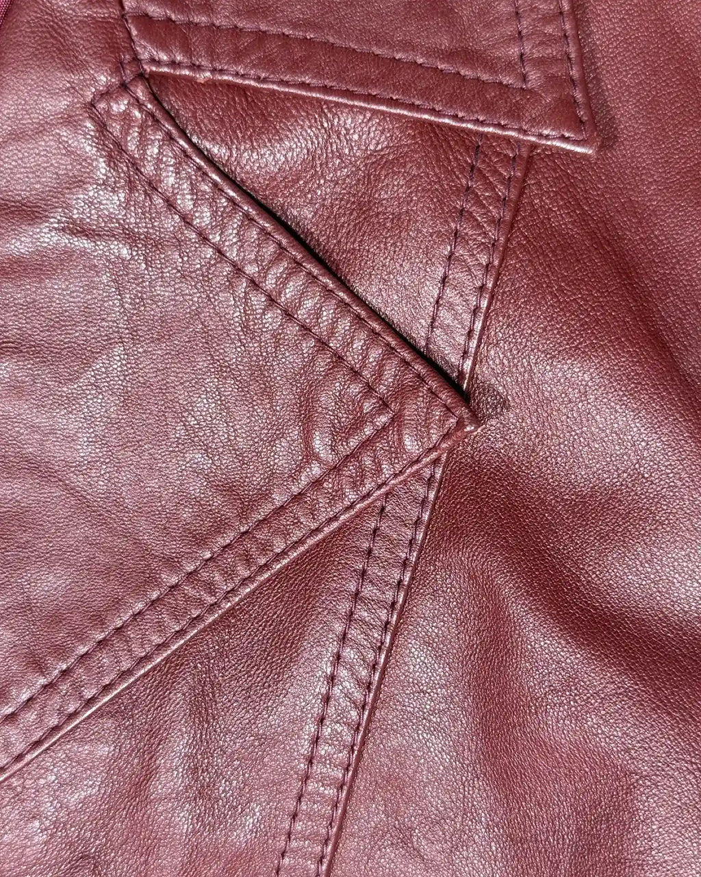 Red Leather Jacket with Tie Belt