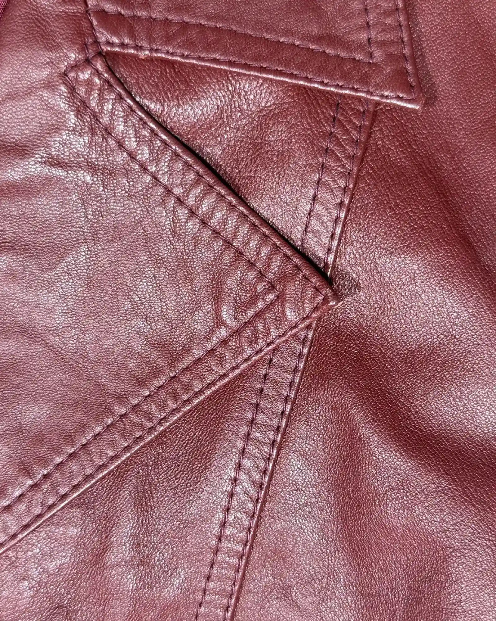 Red Leather Jacket with Tie Belt