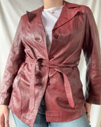 Red Leather Jacket with Tie Belt