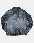 Black Leather Motorcycle Jacket with Multiple Pockets